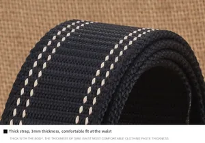 Macro shot of 3mm thick nylon belt showing high-density woven texture and white stitching