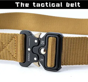 Detail of metal alloy quick-release tactical buckle with high-strength nylon strap texture