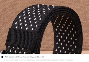 Macro detail of 3mm thick nylon tactical belt with black and white geometric pattern