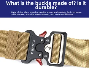 Close-up of quick-release zinc alloy buckle with 24kN strength on nylon tactical belt