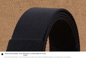 Close-up of 3mm thick black nylon tactical belt showing dense weave and stitched texture