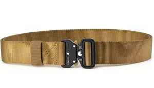 Detail of nylon tactical belt buckle featuring ENNIU logo and 24kN strength rating