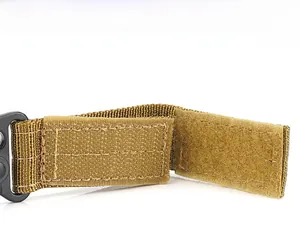 Tactical nylon webbing detail featuring heavy-duty stitching and durable hook and loop closure