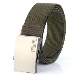 Men Tactical Nylon Belt With Alloy Automatic Buckle Thickened Heavy Duty Military Style Outdoor Work Casual Waist Strap