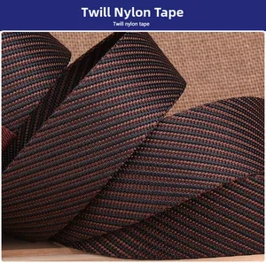 Detailed view of flexible twill nylon tape showing brown and black woven texture