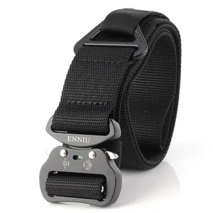 Tactical nylon belt with heavy-duty quick release aviation aluminum buckle for men