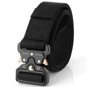 Men's Tactical Nylon Belt Heavy Duty Quick Release Metal Buckle Military Style Outdoor Webbing Belt For Hiking Camping Work