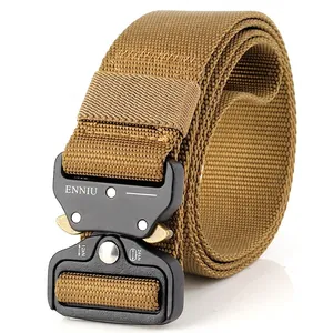 Men Tactical Belt Quick Release Alloy Buckle Heavy Duty Nylon Webbing Waist Belt For Outdoor Training Sport Hiking