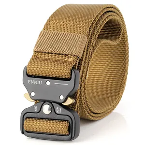 Tactical nylon outdoor belt with 3.8 quick release zinc alloy buckle in coyote brown