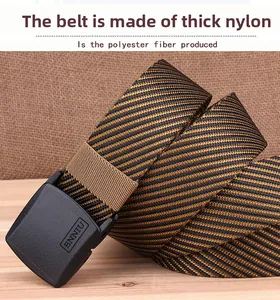 Close-up of thick nylon woven tactical belt strap with durable YKK buckle detail