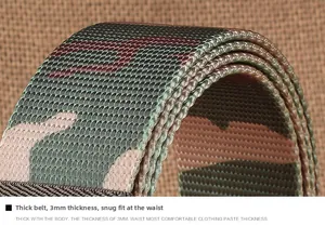 Macro shot of 3mm thick nylon camouflage belt webbing with high-density grid texture