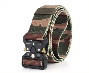 Detail of camoflage tactical nylon belt with a heavy-duty 24kN quick-release buckle