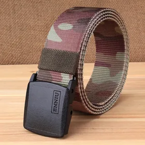 Outdoor Tactical Camo Nylon Belt Plastic Buckle Lightweight Anti Allergy Webbing Waist Strap For Men Hiking Training