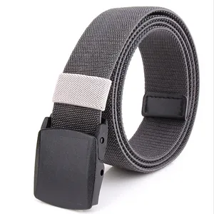 Men's Casual Elastic Woven Belt Nylon Tactical Waist Strap With Plastic Buckle Adjustable Outdoor Sport Breathable Belt