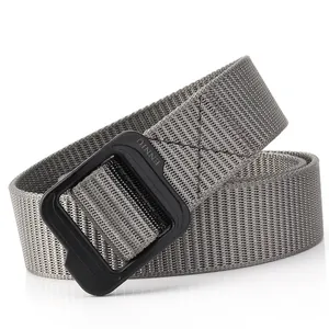 Ceinture tactique en nylon à séchage rapide avec boucle noire et sangle grise tissée