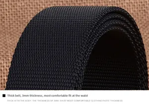 Detail view of 3mm thick black woven nylon tactical belt showing dense fabric texture