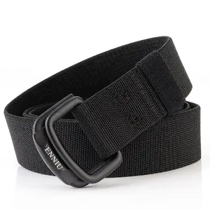 Men's Elastic Nylon Woven Belt With Double D-Ring Alloy Buckle Stretch Tactical Style Casual Fashion Waistband Pant Belt