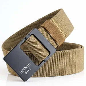 Ceinture Tactique Élastique Tressée pour Hommes Réglable en Nylon Canvas Avec Boucle en Alliage Plastique Extérieur Casual Mode