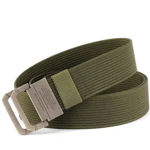 Ceinture tactique militaire en nylon vert armée avec boucle métallique à double anneau D