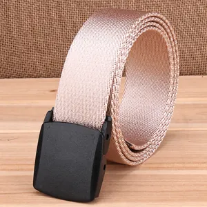 Tactical Nylon Web Belt With Smooth Plastic Buckle Metal Free Breathable Canvas Waistband For Outdoor Sports Casual Wear Men Women