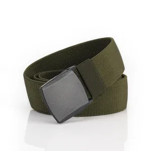 Ceinture élastique en nylon vert armée avec boucle tactique YKK pour hommes