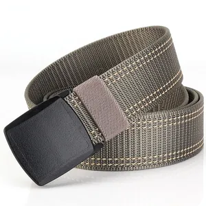 Tactical nylon belt with YKK plastic buckle and heavy-duty striped woven fabric