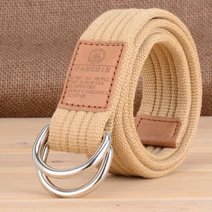 Ceinture en Toile Décontractée Unisexe Extérieur Tissée Avec Boucle en Métal à Double Anneau en D Ceinture de Jean Couleur Unie pour Hommes Femmes Accessoires Bijoux