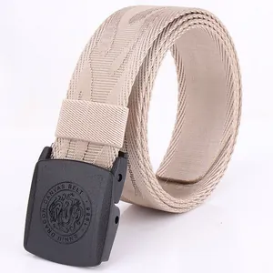 Ceinture homme en toile de nylon jacquard avec motif dragon et boucle noire texturée