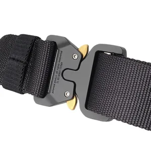 Tactical nylon belt with cobra-style quick release metal buckle for outdoor activities