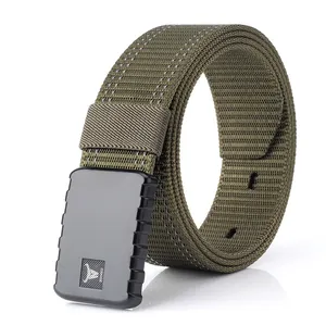 Ceinture Tactique en Nylon pour Hommes Tissage Réfléchissant Extérieur Sport Travail Ceinturon Alliage de Zinc Boucle à Libération Rapide Durable