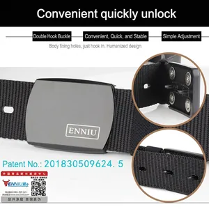 Tactical nylon belt with heavy-duty double hook metal buckle and adjustable holes