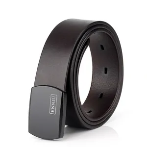 Tactical leather belt with matte black quick release double hook buckle and fine texture
