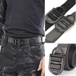 Nylon reflective tactical belt with high-strength metal quick release buckle