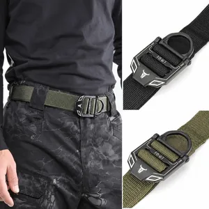 Cintura tattica in nylon con fibbia a sgancio rapido ad anello a D verde e nera