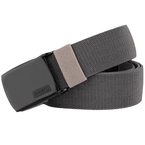 Men's dark grey elastic woven tactical belt with black matte buckle and logo