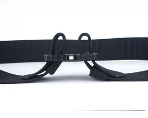 Close-up of adjustable heavy-duty nylon tactical belt with quick-release buckle mechanism