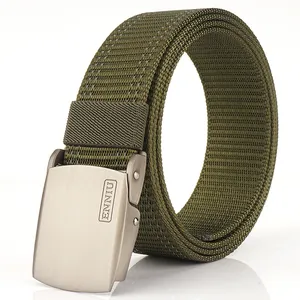 Tactical army green nylon belt with durable alloy buckle for outdoor and safety use