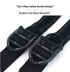 Close-up of zinc alloy tactical buckle with 3KN load rating on nylon tactical belt