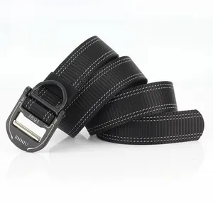 Detail of military tactical nylon belt with a heavy duty quick release alloy buckle