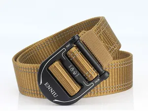 Heavy-duty nylon tactical belt with a quick-release alloy D-ring buckle and 3kN load capacity