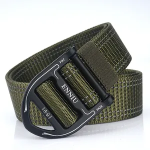 Tactical nylon belt with quick-release alloy buckle and reflective dots in olive green