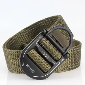 Army green tactical nylon belt with heavy-duty quick-release matte black alloy buckle