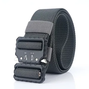 Close-up of tactical nylon belt with FC 38 quick-release buckle and 5KN strength laser marks