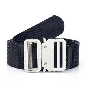 Durable Nylon Tactical Belt With Zinc Alloy Quick Release Metal Buckle Heavy Duty Woven Waist Belt For Outdoor Training Casual Jeans Men Women