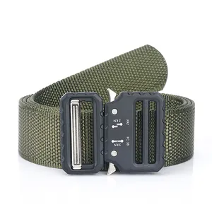 Army green tactical nylon belt with heavy duty quick release metal buckle for outdoor training