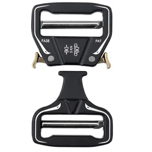 Black tactical cobra buckle 38mm metal quick release belt buckle with gold levers