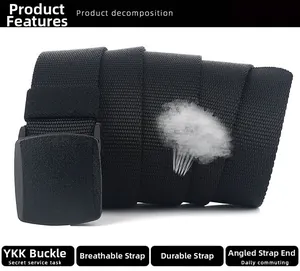Detail of breathable nylon belt texture and durable YKK plastic buckle for outdoor use
