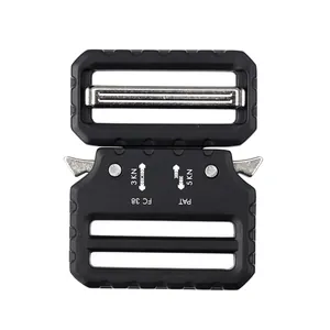 Black 39mm zinc alloy tactical cobra buckle with quick release mechanism and 5KN rating
