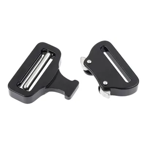 Black 45mm aluminum alloy side release tactical buckle for backpacks and heavy belts