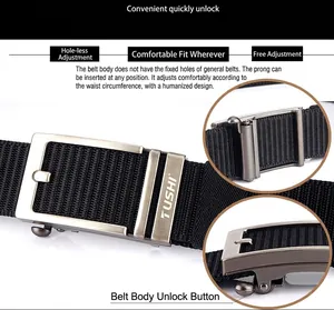 Macro detail of alloy automatic buckle on black nylon belt with quick release button